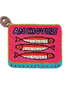 Lily Posh Anchovies Coin Purse, Anchovies Tin Can, Beaded Bag